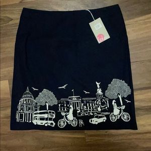 NWT Boden navy embroidered skirt